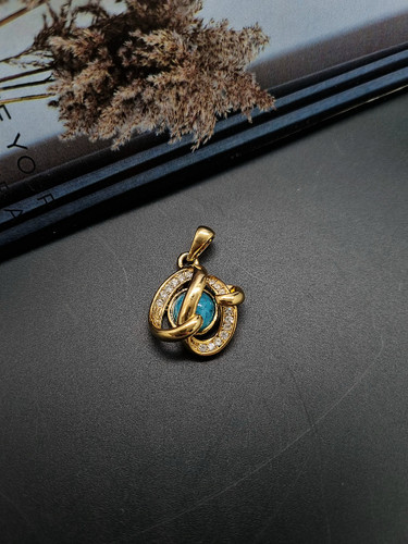 پلاک طرح فیروزه با آبکاری طلا