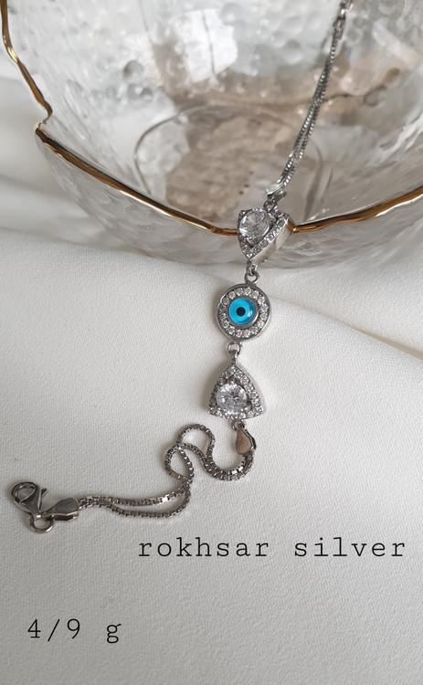 دستبند نقره زنجیری با پلاک چشمنظر