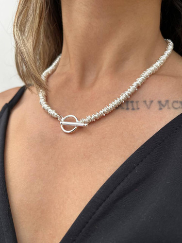 گردنیرقفل تی با آبکاری نقره