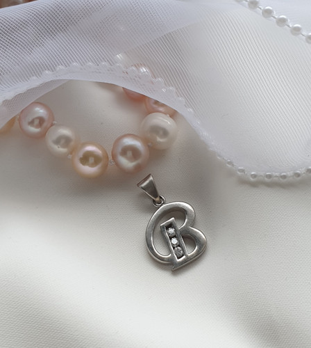 پلاک نقره حرف b