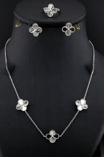 ست کامل ونکلیف نقره مدل سه گل با تراش لیزری دو رو