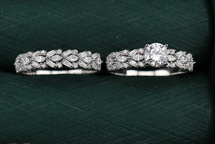 حلقه و پشت حلقه جواهری نقره