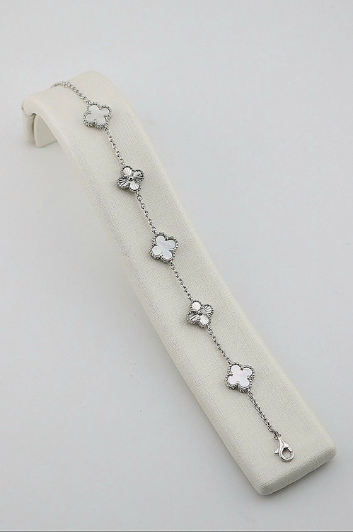 دستبند نقره ونکلیف با صدف طبیعی