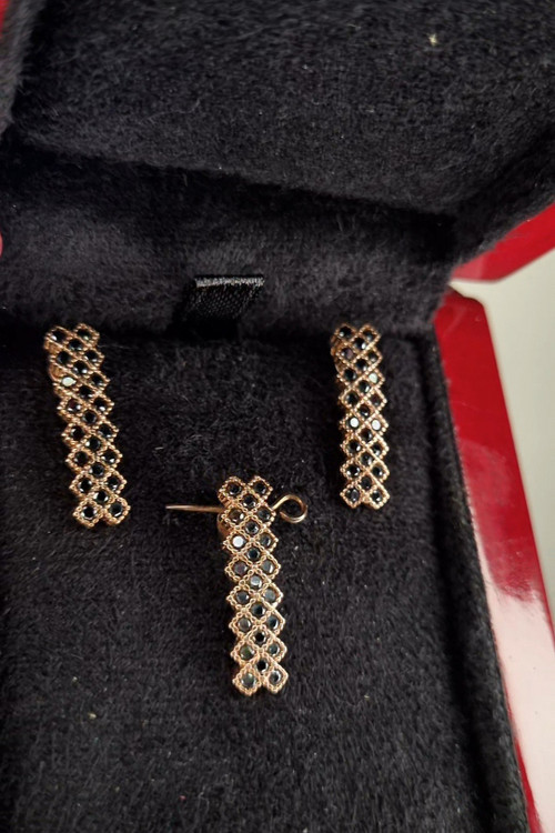 نیم ست نقره رزگلد مدل پرنس