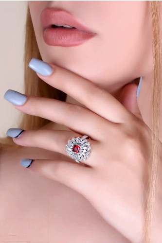 انگشتر نقره با یاقوت قرمز و عیار 925