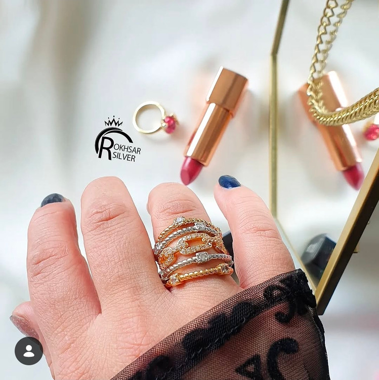 انگشتر طرح طلا دورنگ پورتوفینو