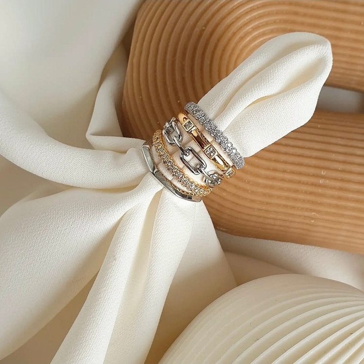 انگشتر پورتوفینو دورنگ وآبکاری طلا