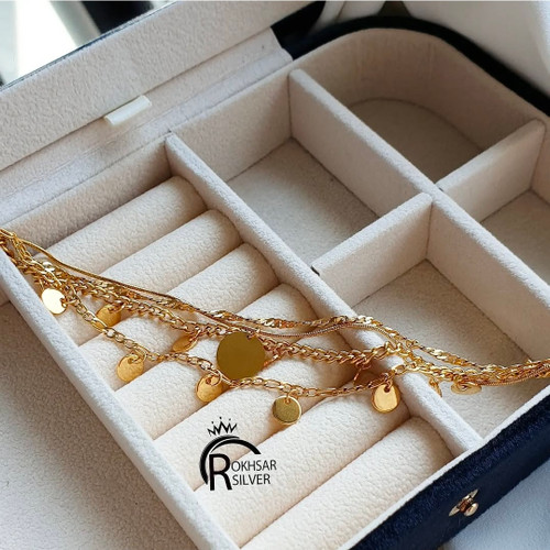 دستبند استیل رنگ ثابت و ۵ ردیفه