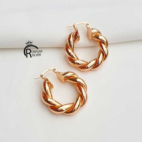 گوشواره مدل پیچ ژوپینگ با آبکاری طلا ۱۸ عیار