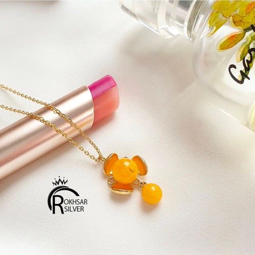 گردنی لوکس عقیق زرد جواهری