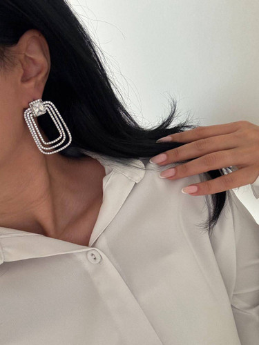 گوشواره مجلسی و جواهری با ابکاری رودیوم