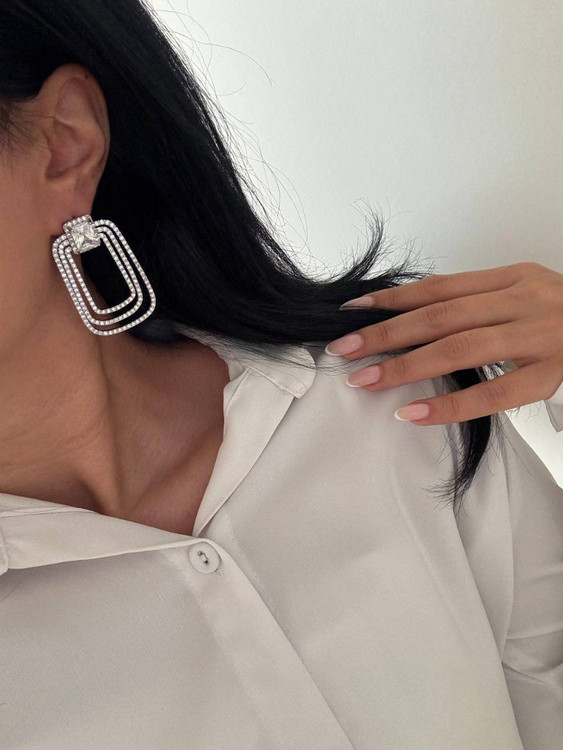 گوشواره مجلسی و جواهری با ابکاری رودیوم