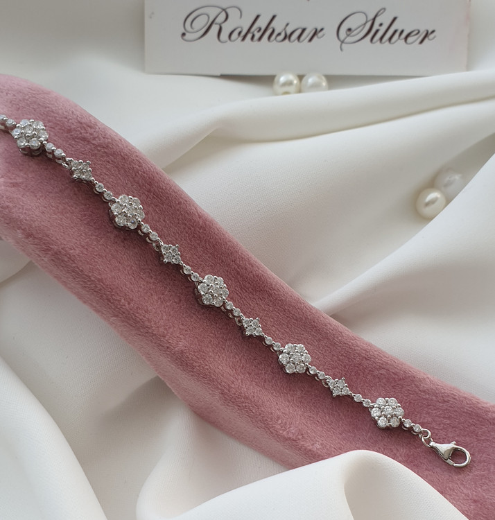 دستبند زنانه مجلسی نقره ۹۲۵