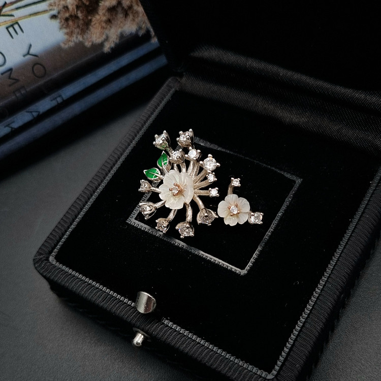 انگشتر صدف طبیعی نقره