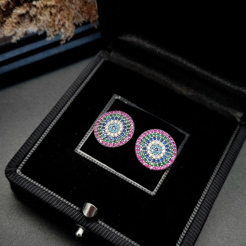 گوشواره زنانه نقره رنگی چشم نظر