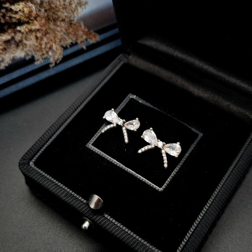 گوشواره نقره مدل پاپیون جواهری