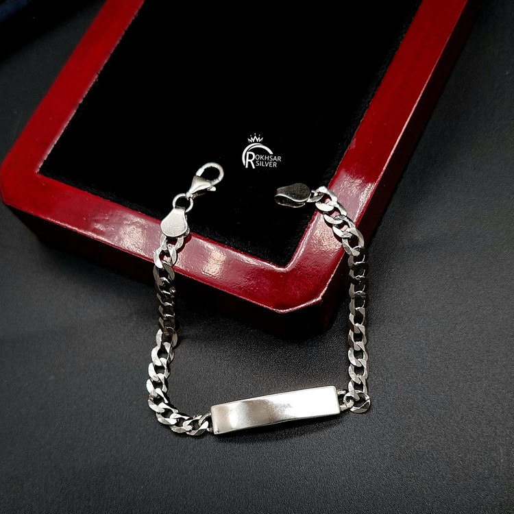 دستبند نقره بچگانه ۹۲۵ مدل کارتیر پلاکدار با عیار ۹۲۵ کد RS_1608