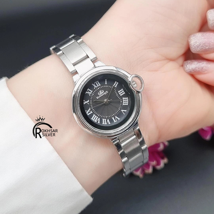 ساعت مچی زنانه برند الگانس صفحه مشکی با اعداد رومی کد RS_2245