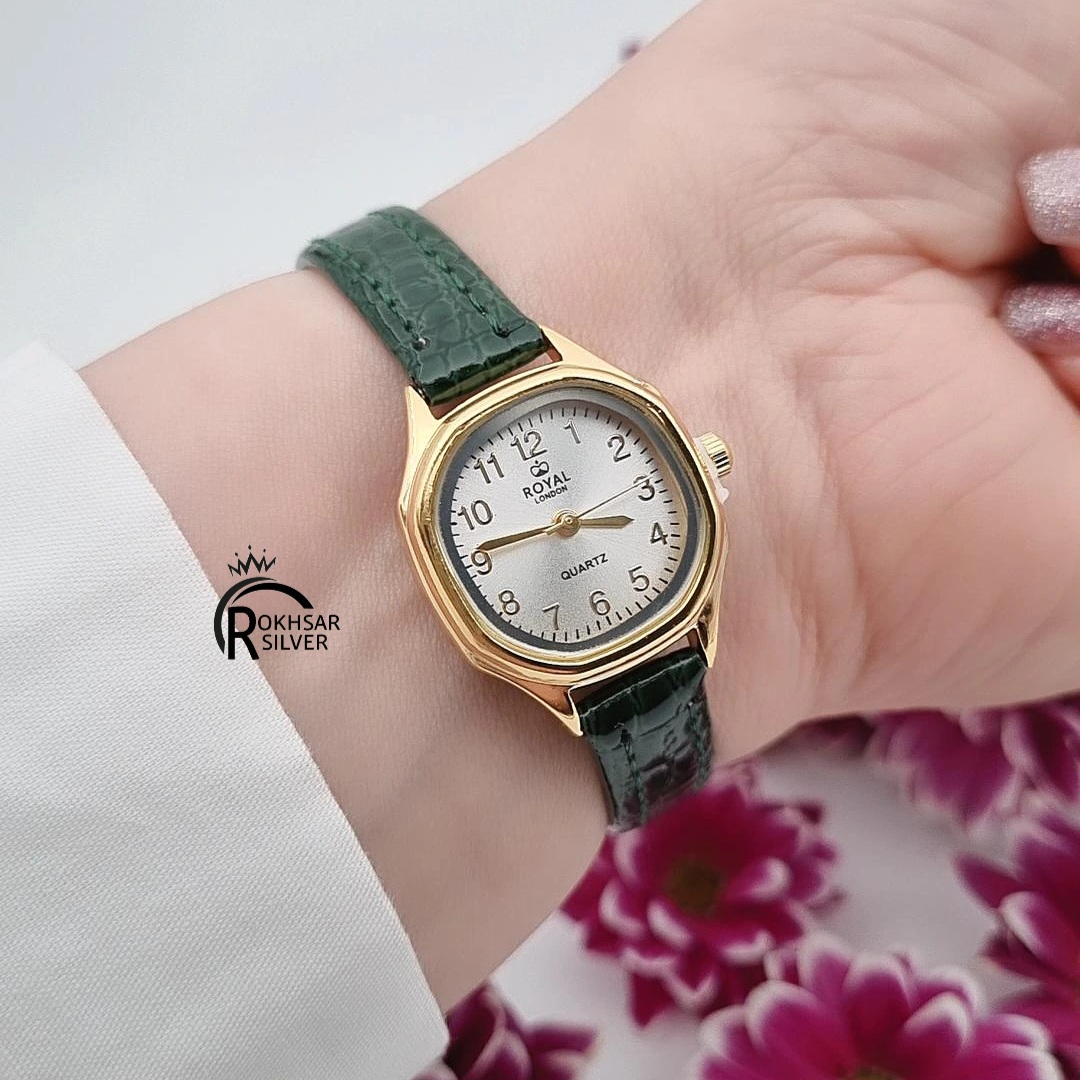 ساعت مچی زنانه رویال (Royal) مدل نگین‌دار با بند چرمی سفید کد RS_2256