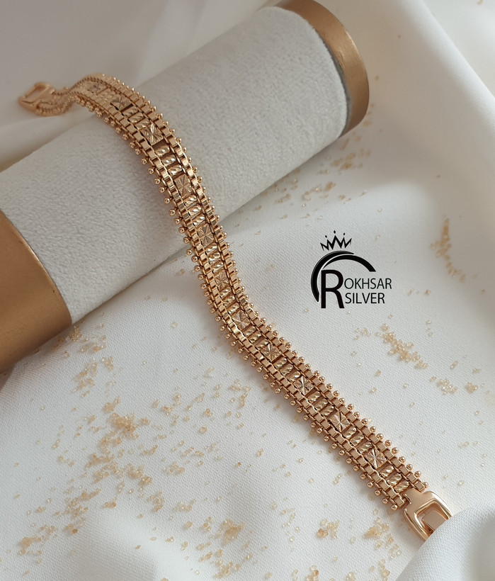 دستبند زنانه ژوپینگ مدل بند ساعتی تراش و طرح طلا کد ۲۲۷۴