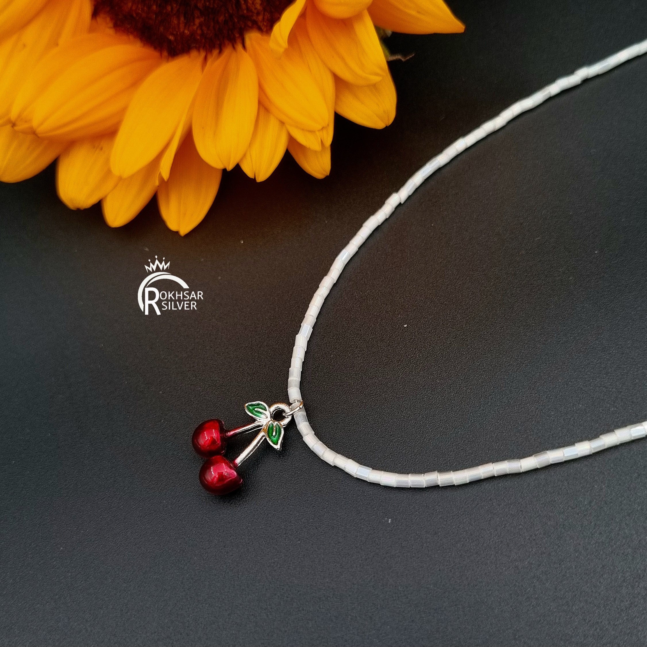 گردنبند زنانه مدل فانتزی با آویز گیلاس استیل RS_2330