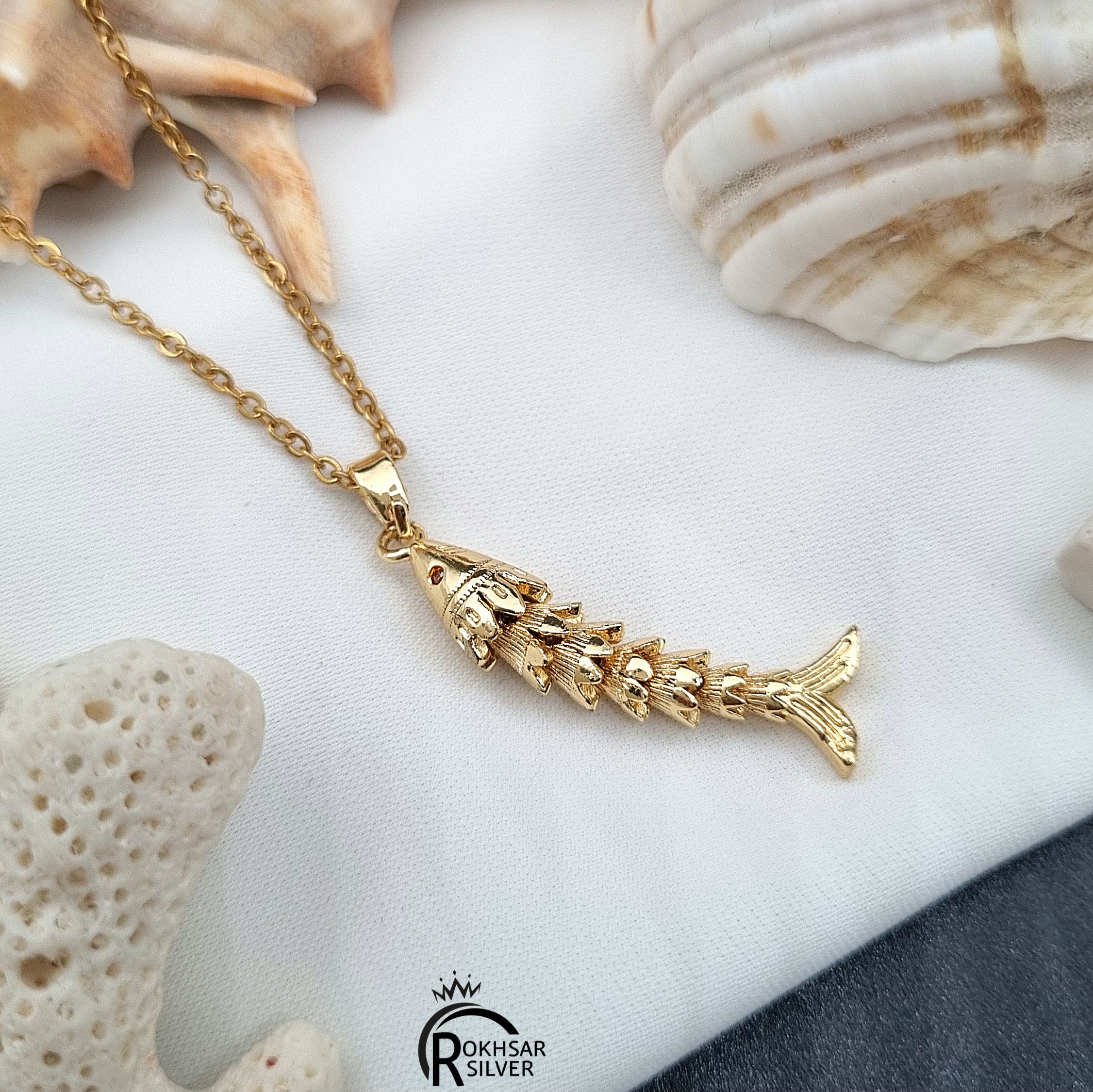 گردنبند زنانه مدل فانتزی ماهی طلایی کد RS_2367