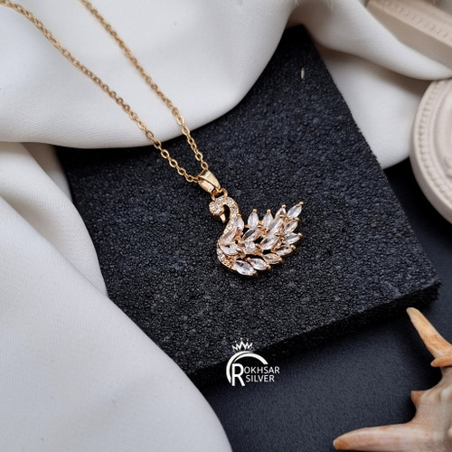 گردنبند زنانه مدل قو سواروسکی با نگین مارکیز RS_2372