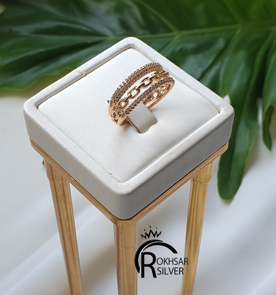 انگشتر زنانه ژوپینگ مدل حلقه سه رینگه طرحدار و رنگ ثابت کد RS_2384