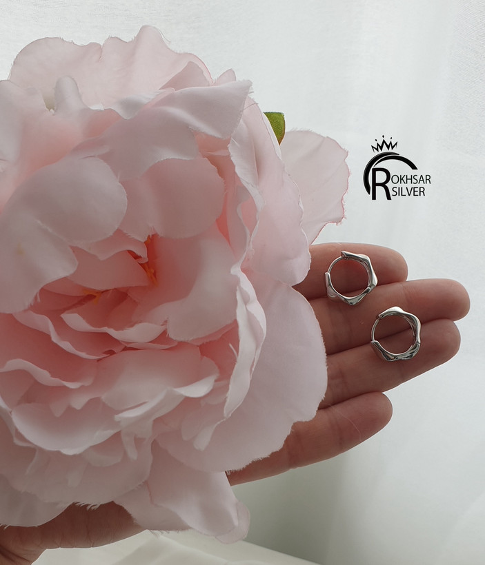 گوشواره نقره زنانه با عیار ۹۲۵ مدل آئیینه ای پیج طرح طلا کد RS_2414