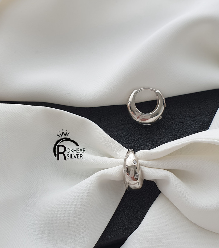 گوشواره نقره زنانه با عیار ۹۲۵ مدل حلقه ای کشکول نگیندار کد RS_2416
