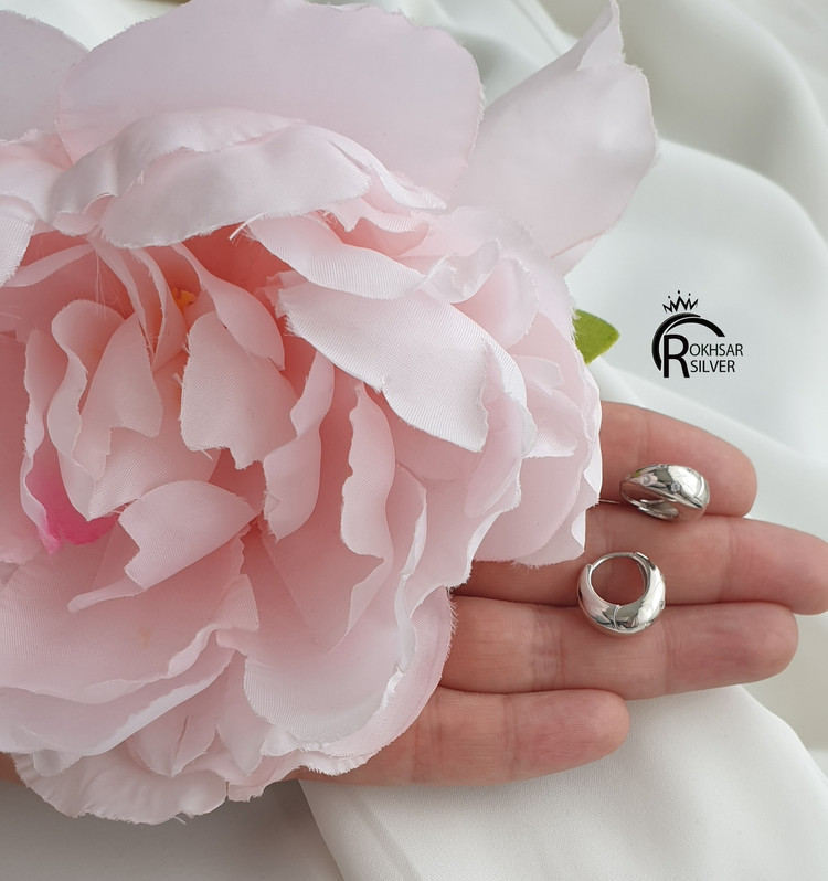 گوشواره نقره زنانه با عیار ۹۲۵ مدل حلقه ای کشکول نگیندار کد RS_2416