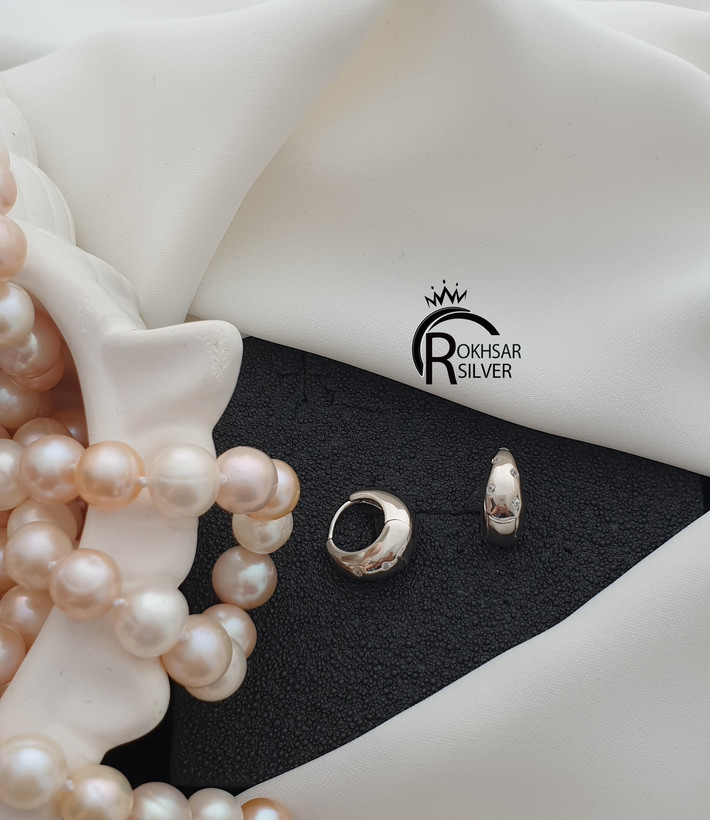 گوشواره نقره زنانه با عیار ۹۲۵ مدل حلقه ای کشکول نگیندار کد RS_2416