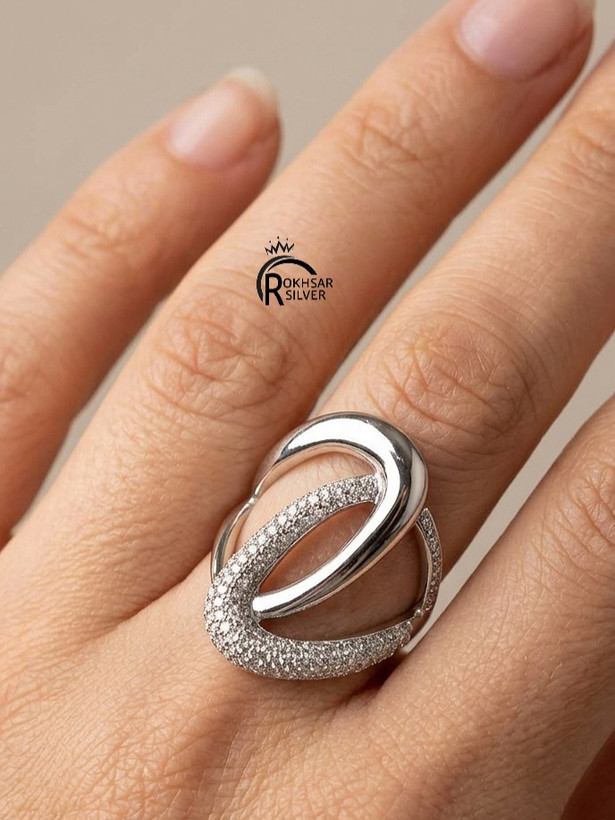 انگشتر نقره زنانه عیار925 مدل گره مدرن کدRS_2441
