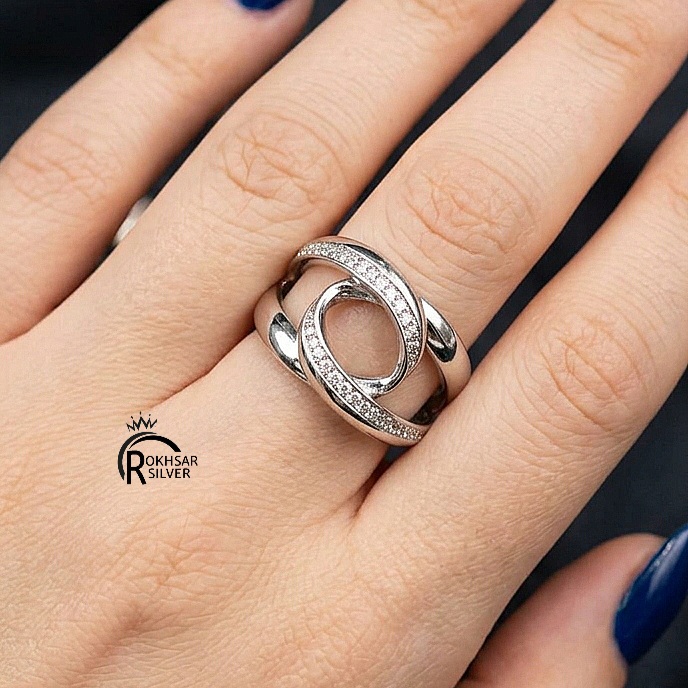انگشتر نقره زنانه عیار925 مدل حلقه‌های پیوند کدRS_2450