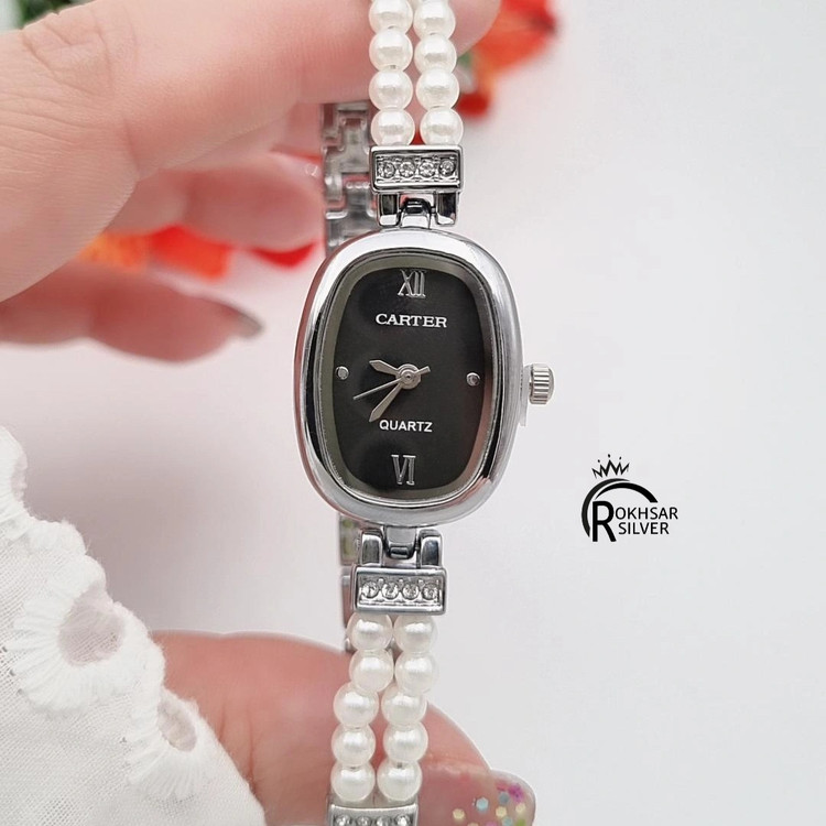 ساعت مچی زنانه طرح کارتیر با صفحه بیضی و بند مرواریدی کدRS_2541