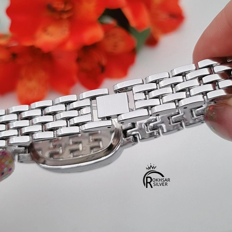 ساعت مچی زنانه طرح کارتیر صفحه بیضی سرمه ای با بند فلزی کد RS_2551