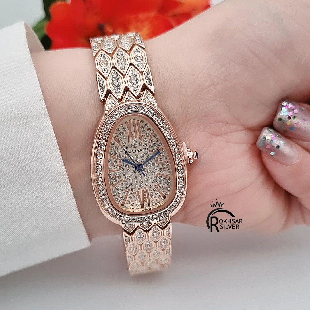 ساعت مچی زنانه بولگاری مجلسی با صفحه و بند  نگیندار رزگلد کد RS_2559