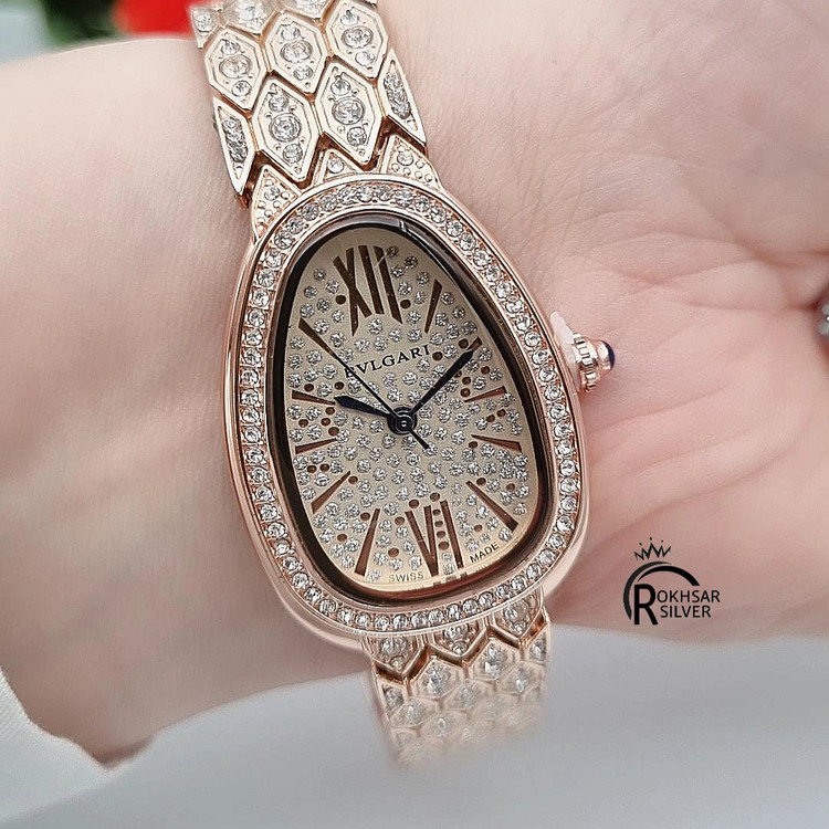 ساعت مچی زنانه بولگاری مجلسی با صفحه و بند نگیندار رزگلد کد RS_2559