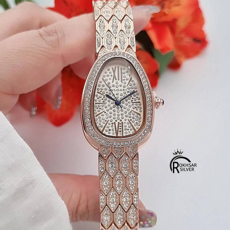 ساعت مچی زنانه بولگاری مجلسی با صفحه و بند نگیندار رزگلد کد RS_2559