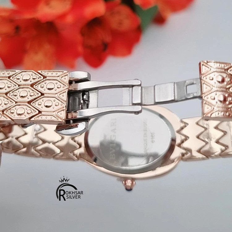 ساعت مچی زنانه بولگاری مجلسی با صفحه و بند نگیندار طلایی کد RS_2560