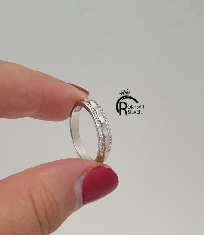 حلقه ست مردانه و زنانه نقره با عیار ۹۲۵ و مدل موج و طرح طلا کد RS_2579