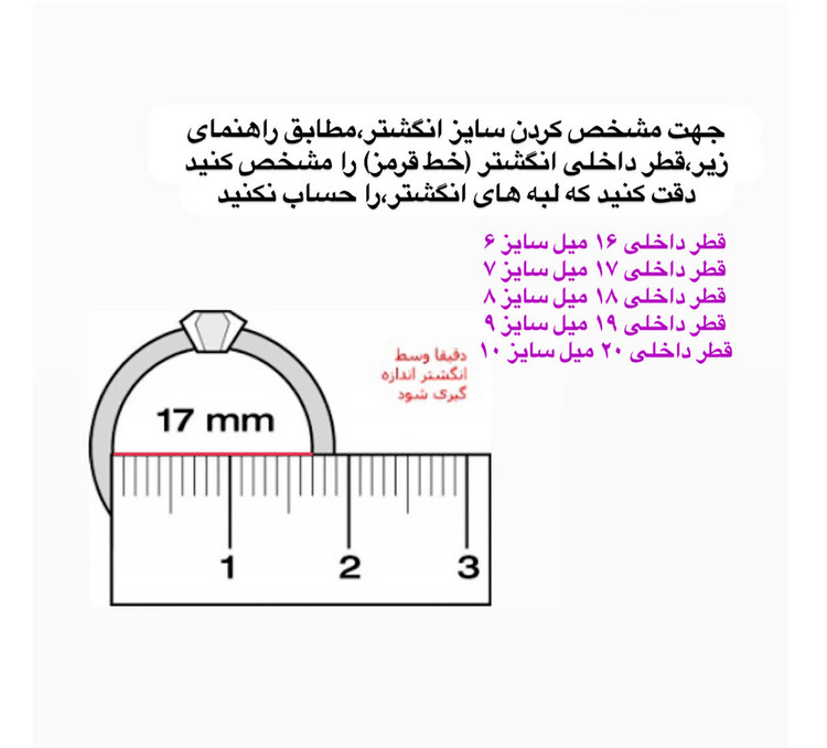 راهنمای سایز انگشتر